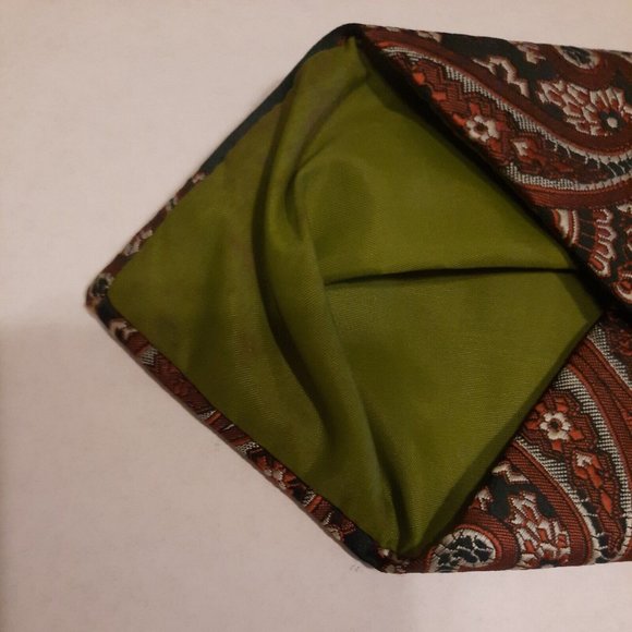 Paisley Embroidered Tie Green Classic Necktie Retro Boho Pointed Casual Formal - Picture 5 of 13